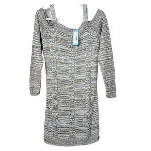 NWT Ribbed Sweater Dress Stitch Fix Absolutely Cable Knit Cold Shoulder Taupe